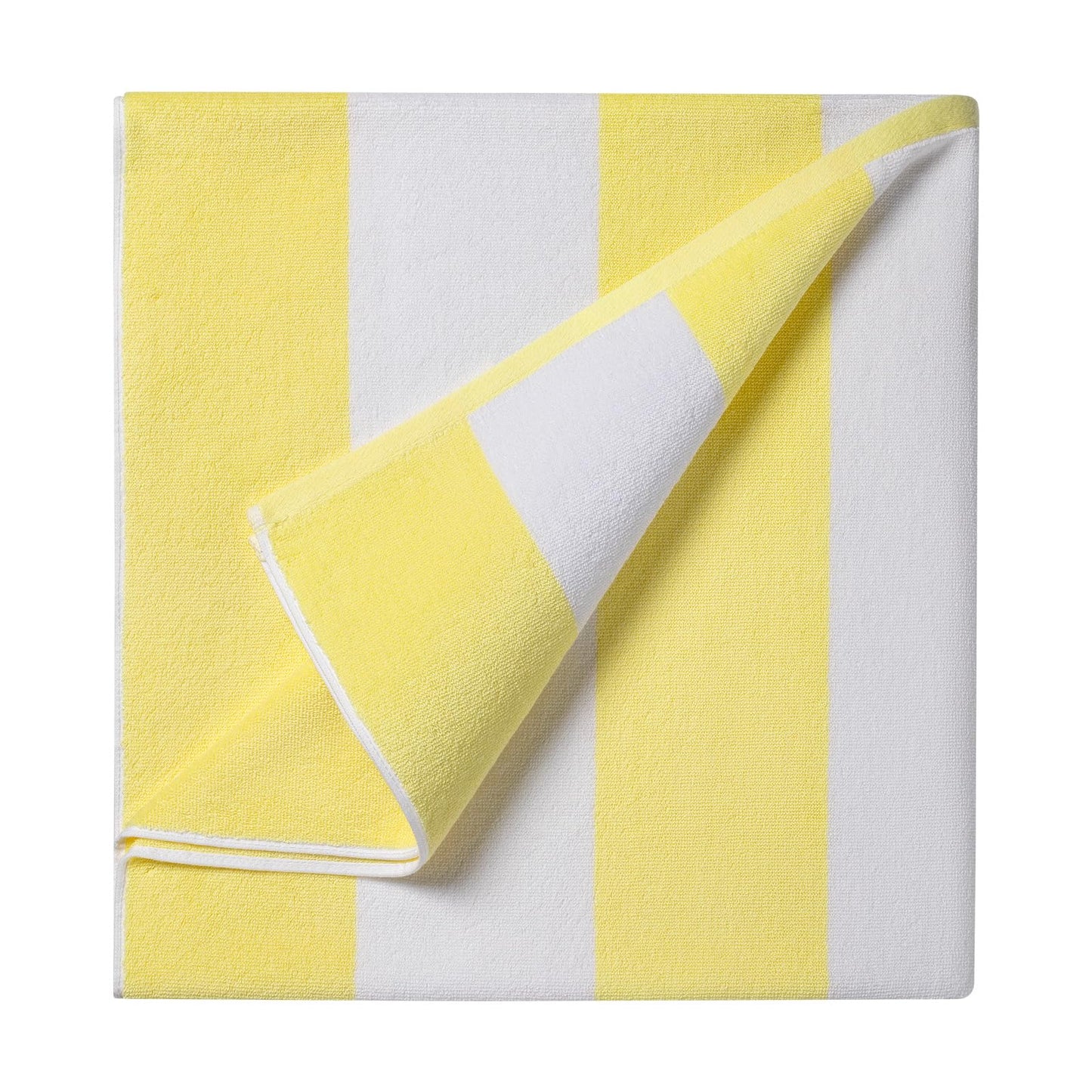 Ouxiaobai Cotton Oversized Beach Towel - Extra Large 180 x 100 CM Soft Absorbent Pool Towel for Adults, Striped Cabana Swim Towel (Yellow)