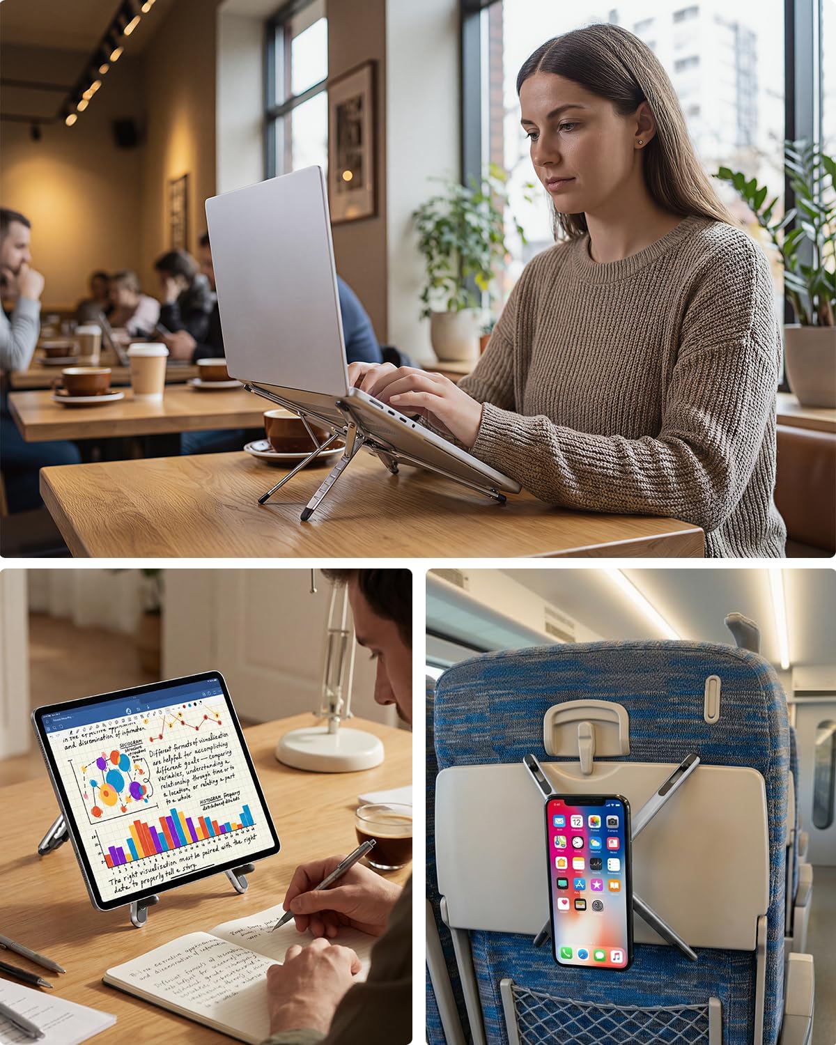 Viozon Portable Laptop Stand for Desk, Foldable Adjustable Computer Riser with Magnetic Phone Holder