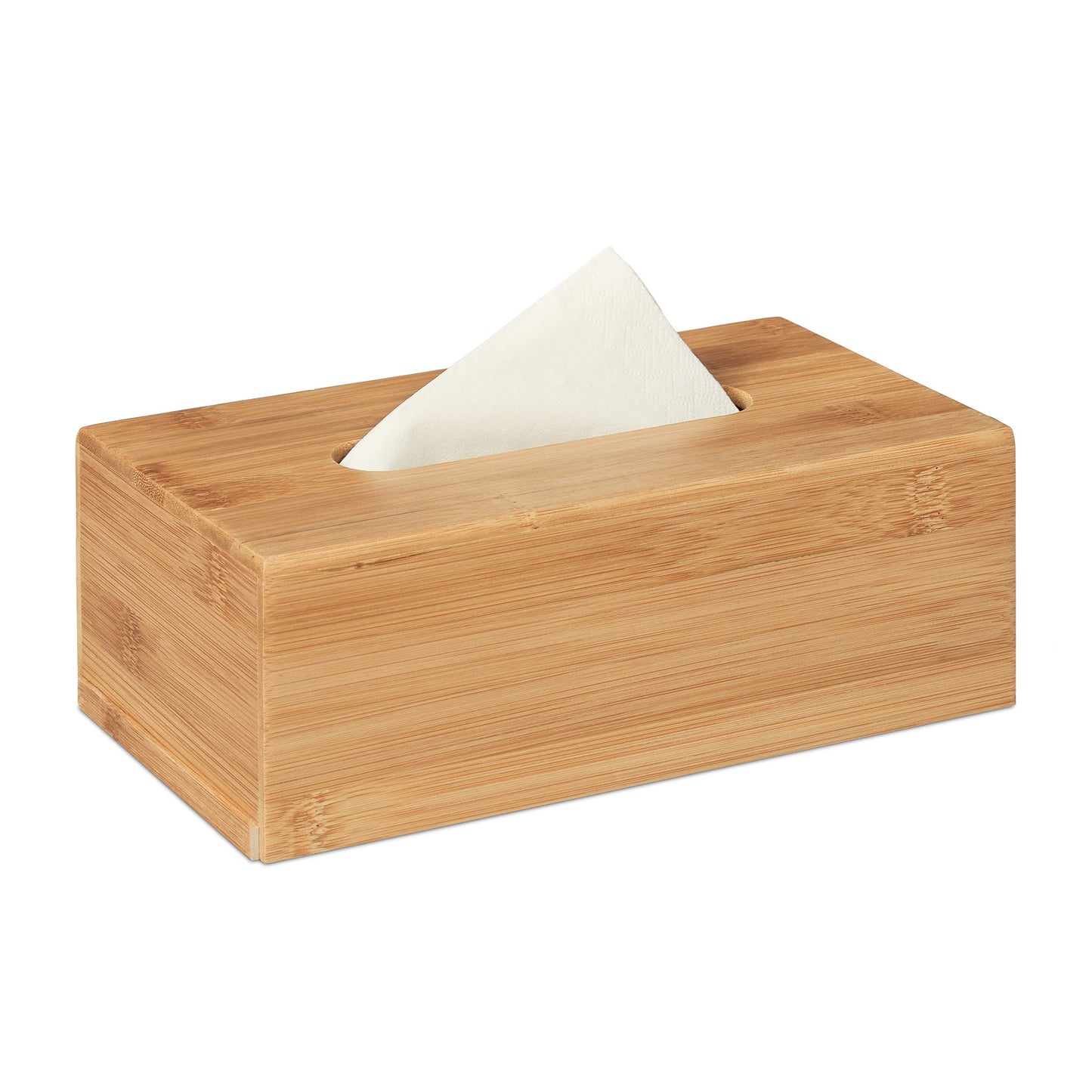 Relaxdays Bamboo Tissue Box 7.5 x 24 x 12 cm with Removable Bottom Natural Wooden Tissue Holder for Standard Tissue Paper and Wipes Boxes, Rectangular