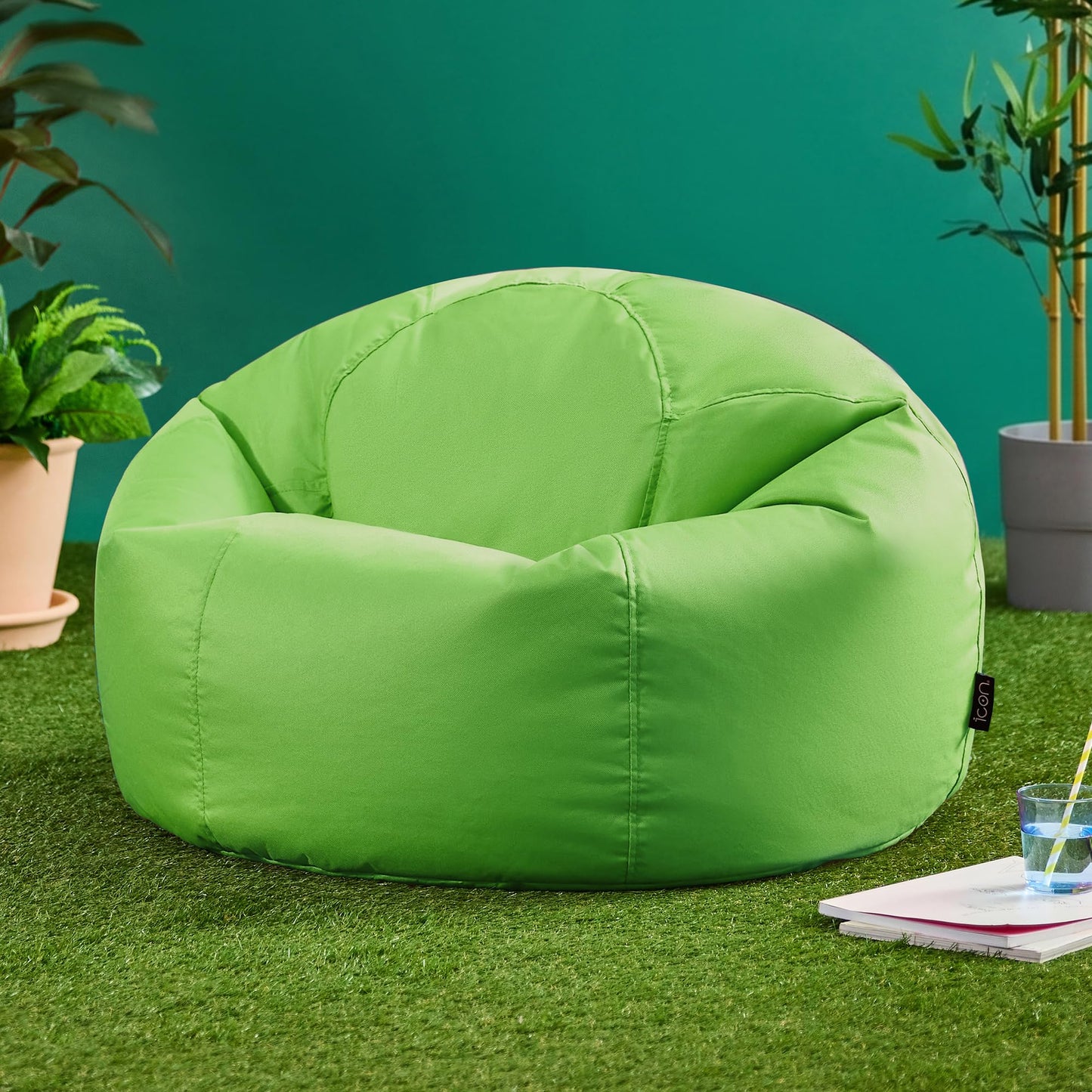 Bean Bag Bazaar Kingston Outdoor Bean Bag & Footstool with Filling, Green