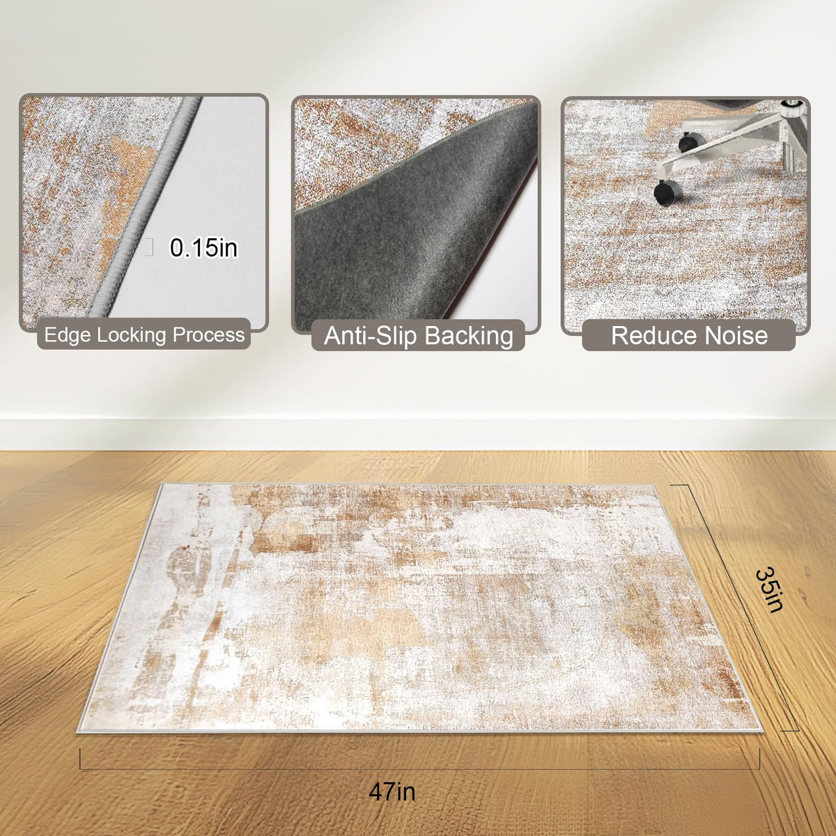 Office Chair Mat 90 x 120 cm, Floor Protector for Office Chair, Anti-Slip