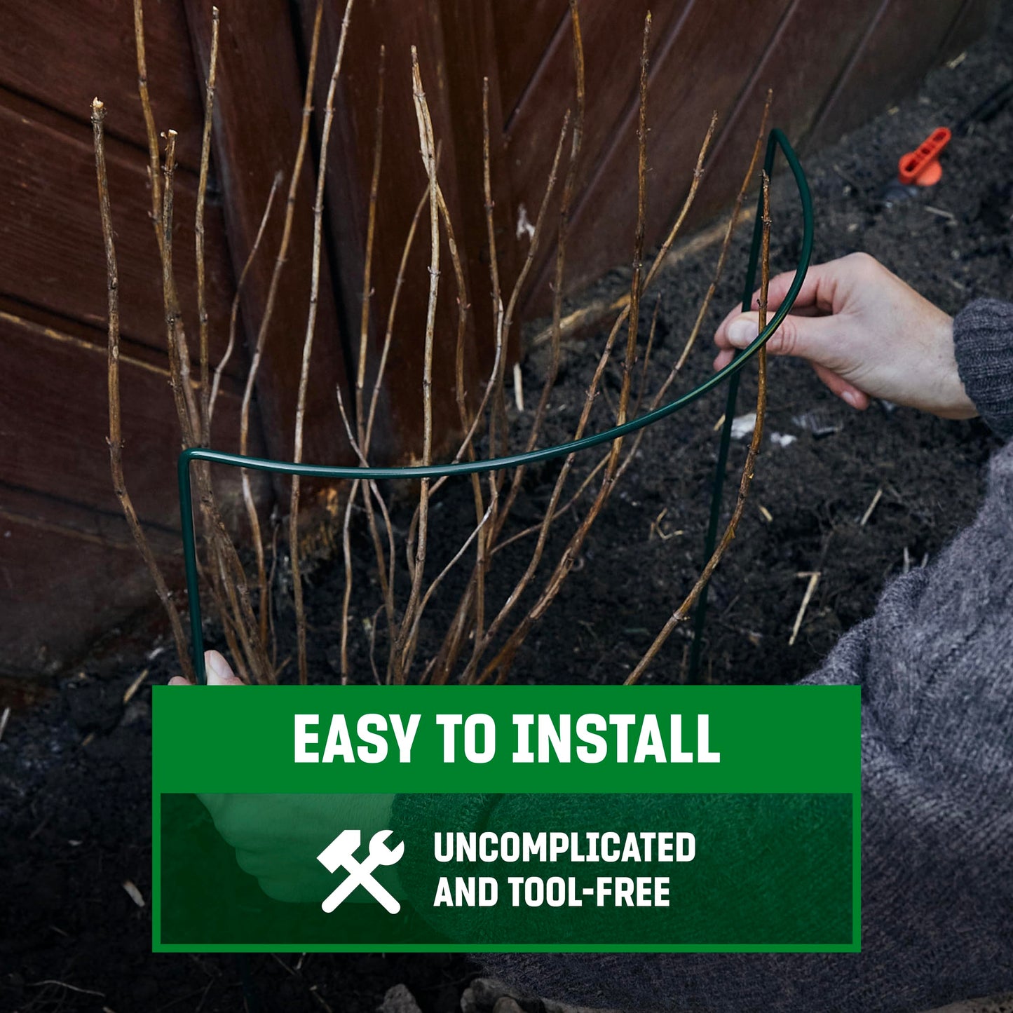 GardenGloss Shrub Supports (5 pcs) - Semicircular 100cm x 40cm - Dark Green Coated Steel Plant Support