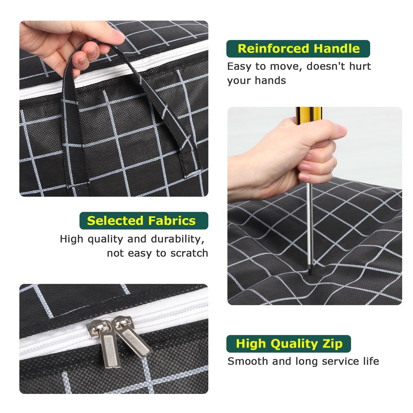 Minicoco 2Pcs 100L Large Capacity Clothes Storage Bags With Reinforced Handle For Moving House, Bedding, Duvet - Foldable, Waterproof, Moisture Proof