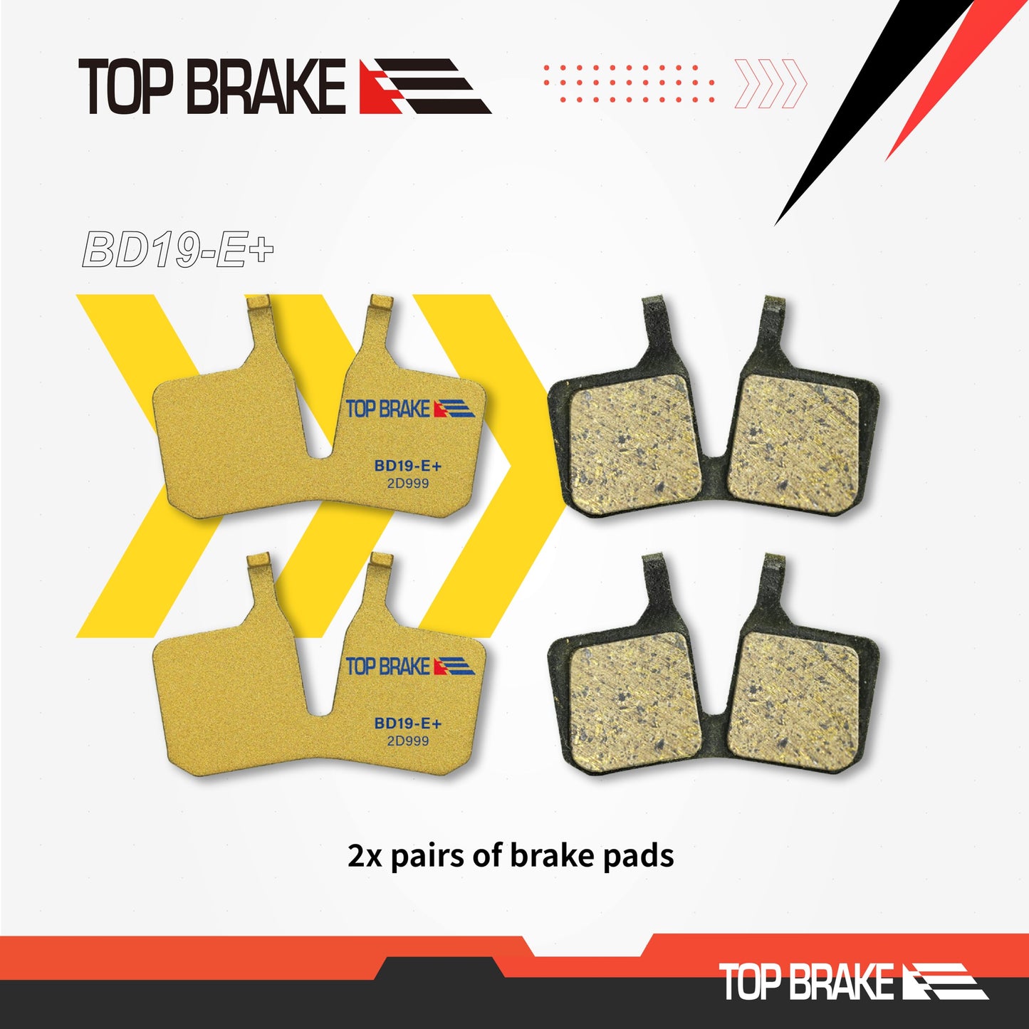 TOP BRAKE BD19-E+ 2 Pairs Disc Bike Brake Pads for MAGURA 4 Piston MT5/ MT7/ MT5e/MT7