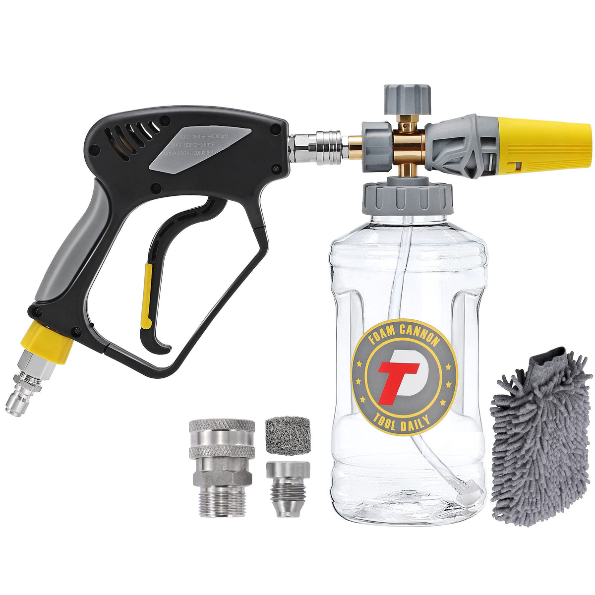 Tool Daily Foam Lance with Pressure Washer Gun 5000 PSI Quick Connector Swivel 3/4" Adjustable M22