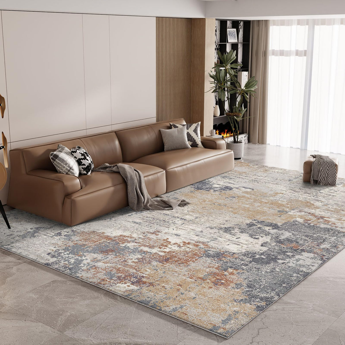Vamcheer Modern Area Rug- Upgraded 10mm Thick Sponge for Exceptional Comfort, Abstract Area Rug for Living Room/Bedroom/Office, Non-Shedding & Easy to