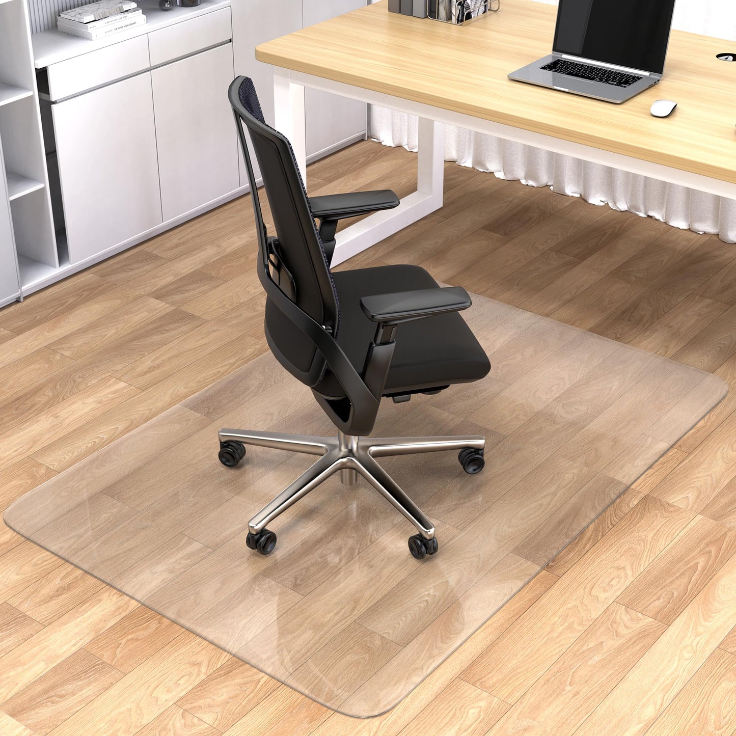 BesWin Office Chair Mat for Hard Floors, 76.2x120cm Clear PVC Hard Floor Protection Mat, Non-Slip Hardwood Floor Chair Mat