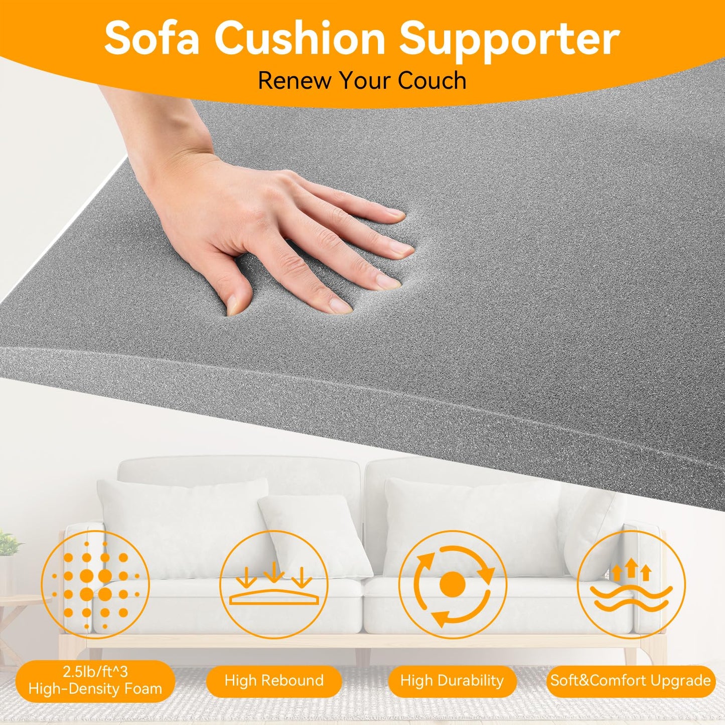 OFKAIS 60 x 50cm Sofa Support for Sagging Cushions,Sofa Cushion Support-2PC