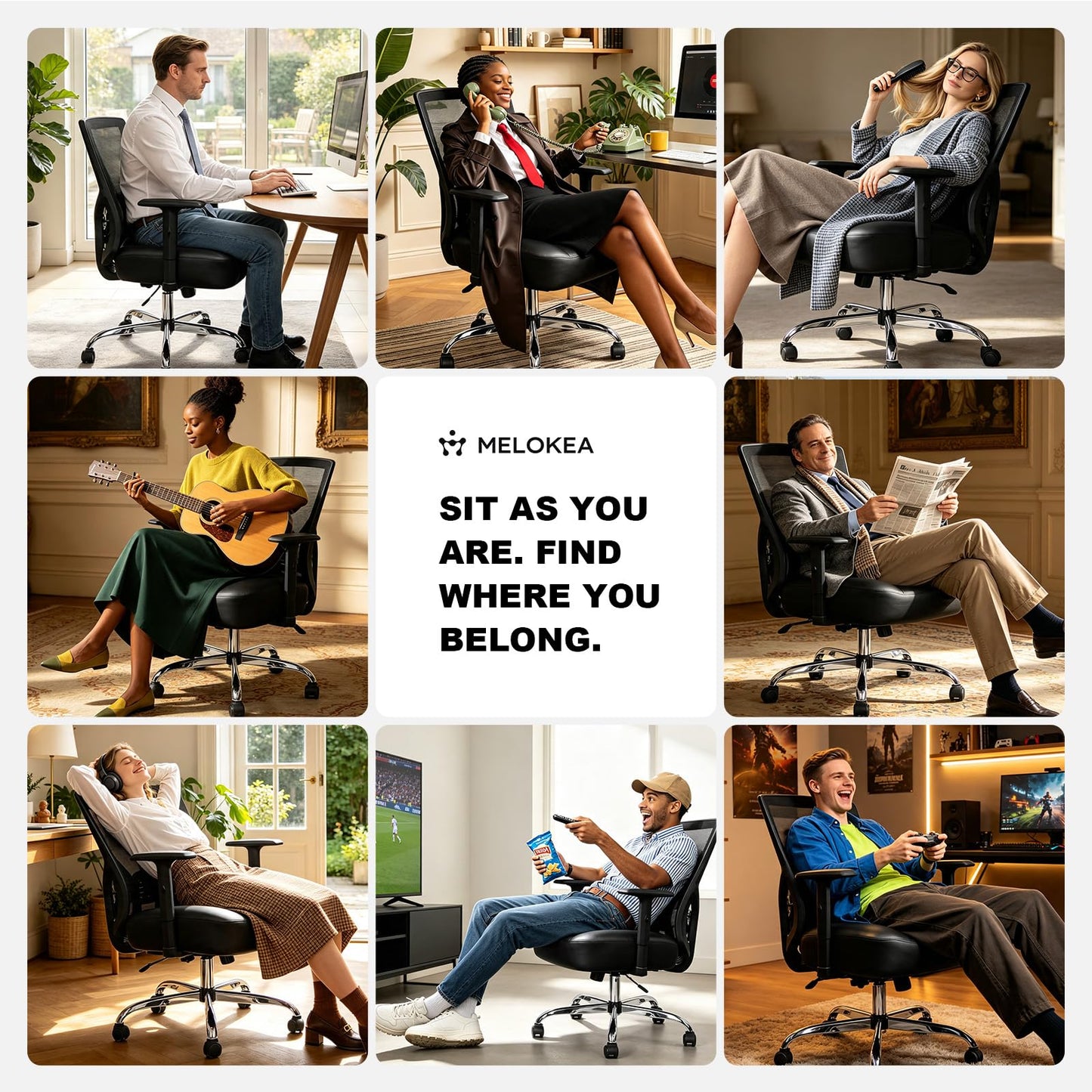 MELOKEA 440LBS/200KG Heavy Duty Ergonomic Office Chair