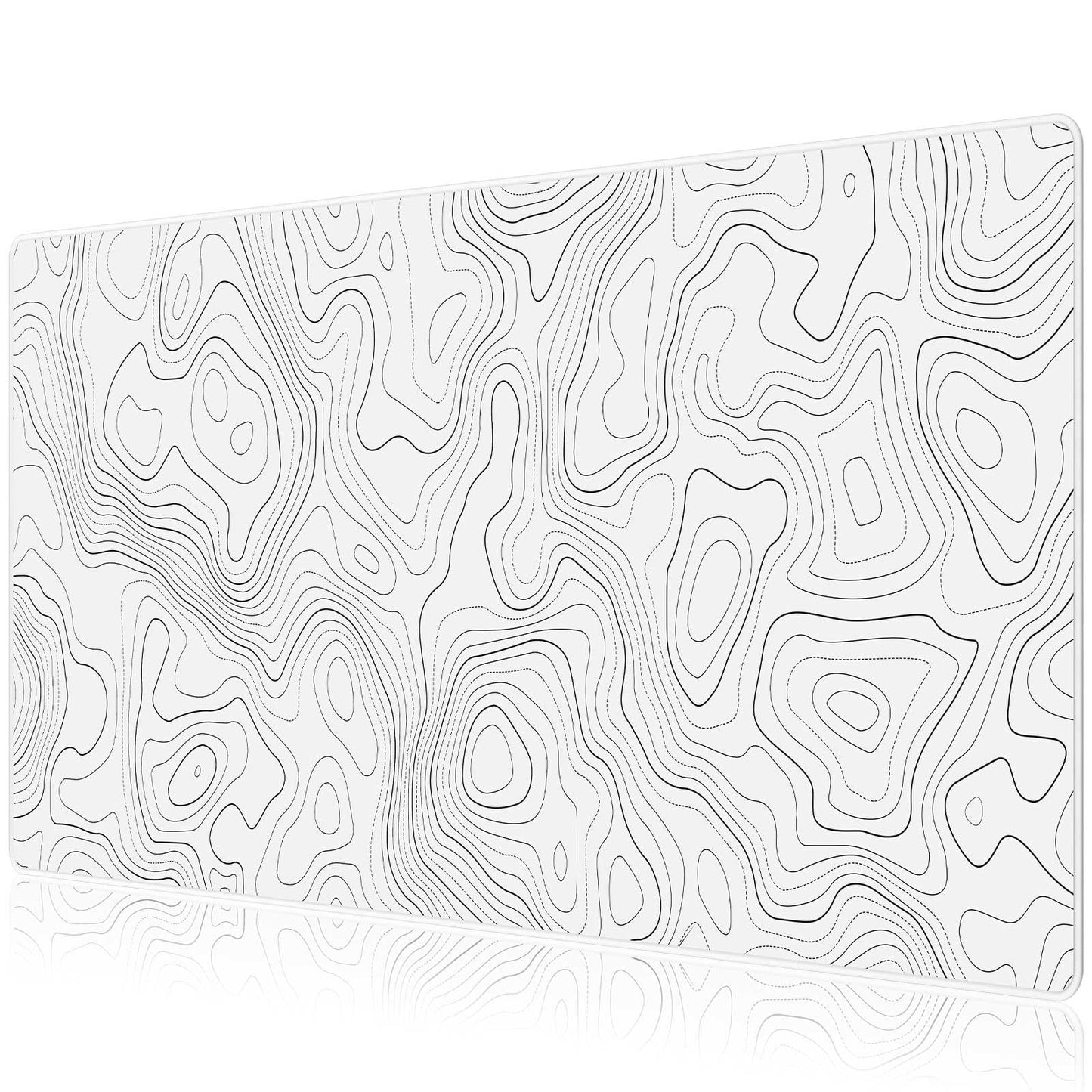 JIALONG Gaming Mouse Pad, Large Desk Pad, Office Desk Mat with Anti-slip Base, Anti-wear Personalized Design, Mousepad with White Topographic 35.4 x
