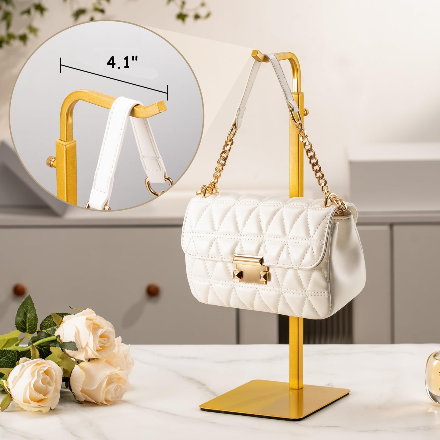pickpiff 3-Pack Adjustable Purse Display Stands, Gold