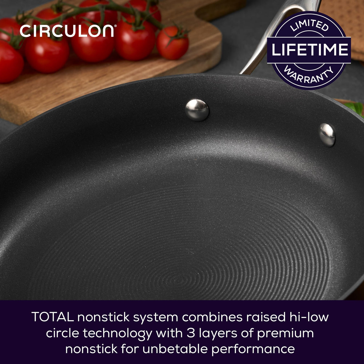 Circulon Style Hard Anodised Sauteuse, 27cm/3.8L, Black