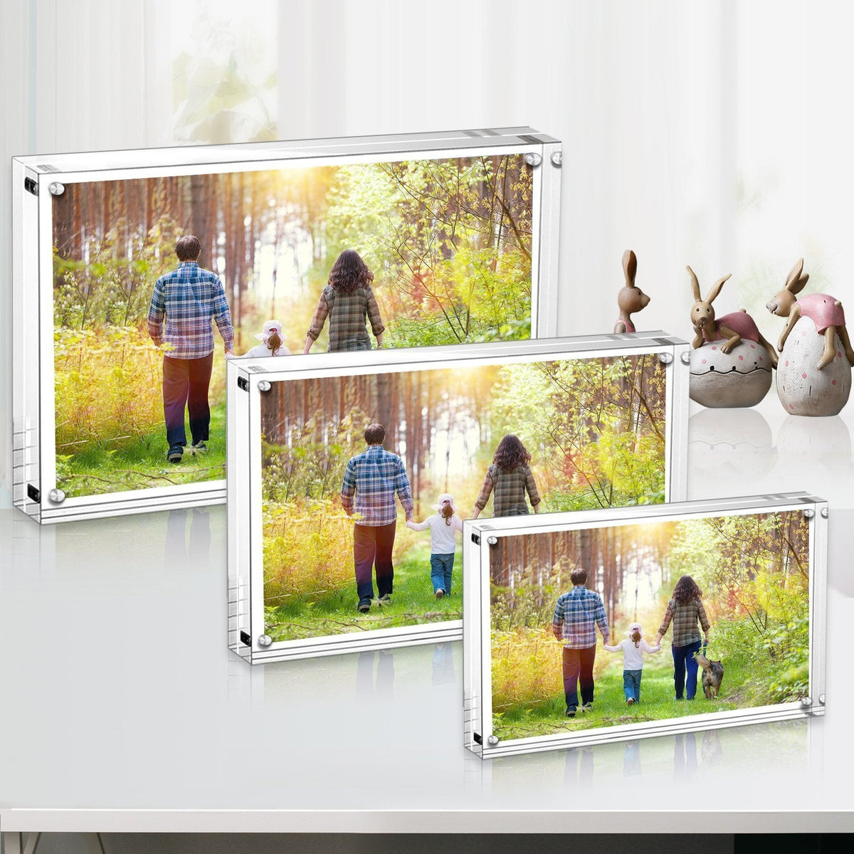 Boxalls Acrylic Photo Frame 13 x 18 cm (5 x 7 inch)-Set of 5, Double Sided Picture Frame with Magnetic, Clear Frameless Desktop Photo Block