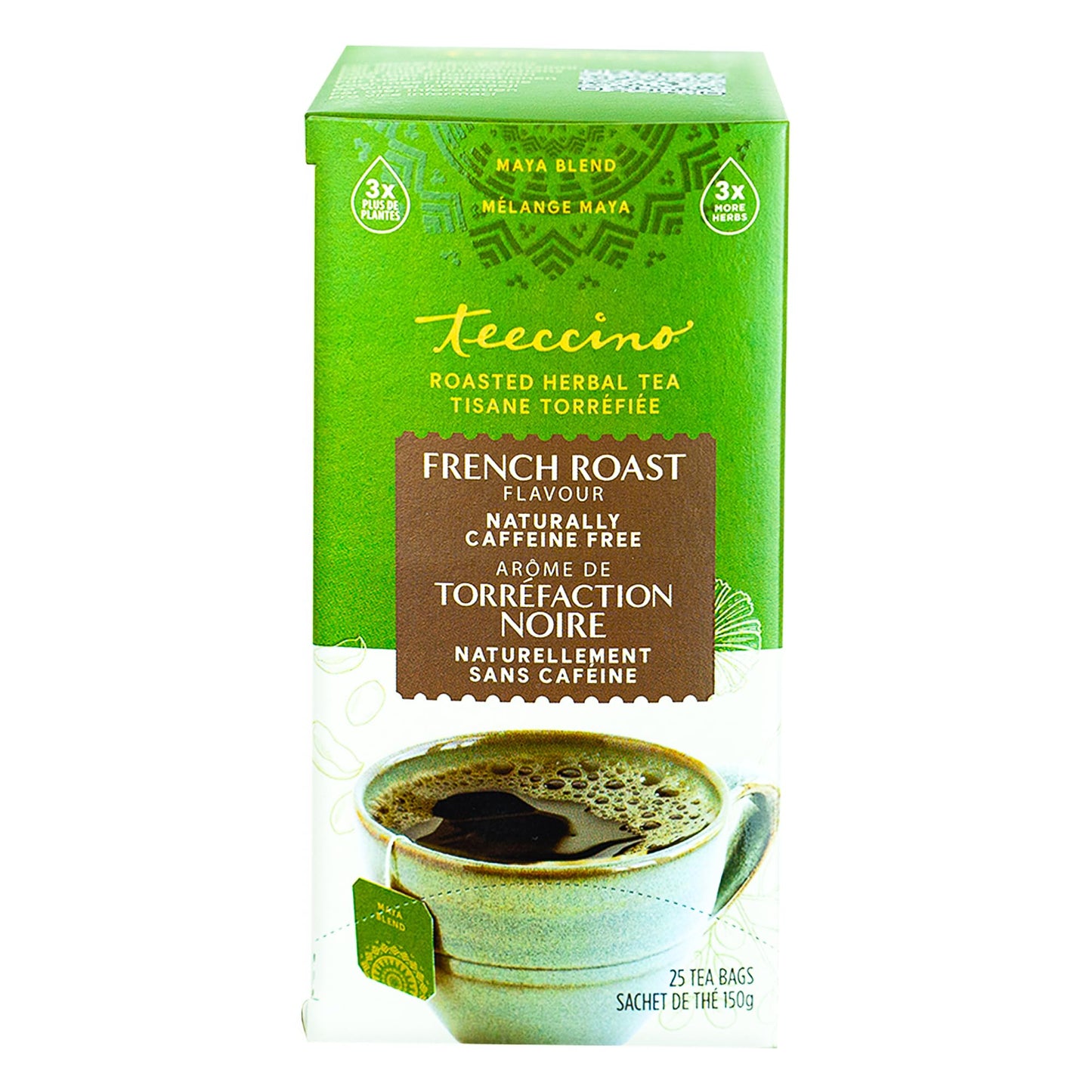 Teeccino French Roast Herbal Tea - Rich & Roasted Herbal Tea That?s Caffeine Free & Prebiotic for Natural Energy, Coffee Alternative, 25 Tea Bags