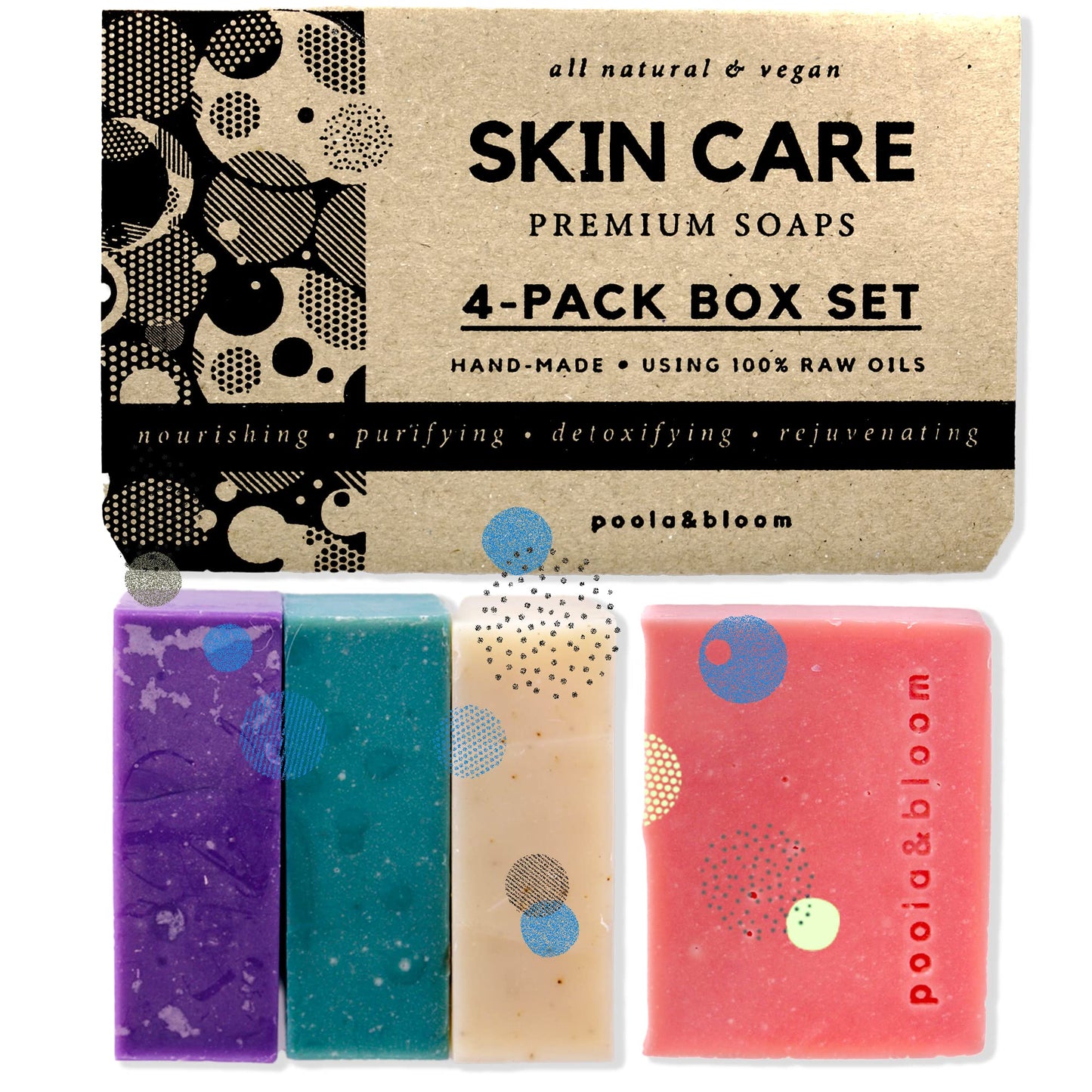 Poola & Bloom Handmade Soap Set Luxury Soap Bars Multipack with Patchouli Eucalyptus Lavender and Citrus - Natural Moisturising and Nourishing for All