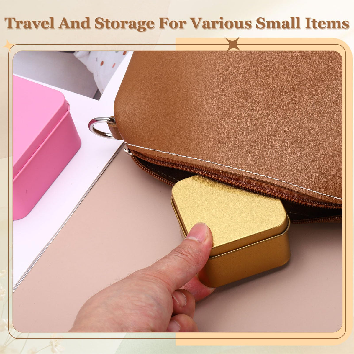 sourcing map 2Pcs Metal Tin Box, 4.5x2.2 Square Empty Tinplate Containers with Lid Portable Storage Box Candy Jars for Valentine's Day