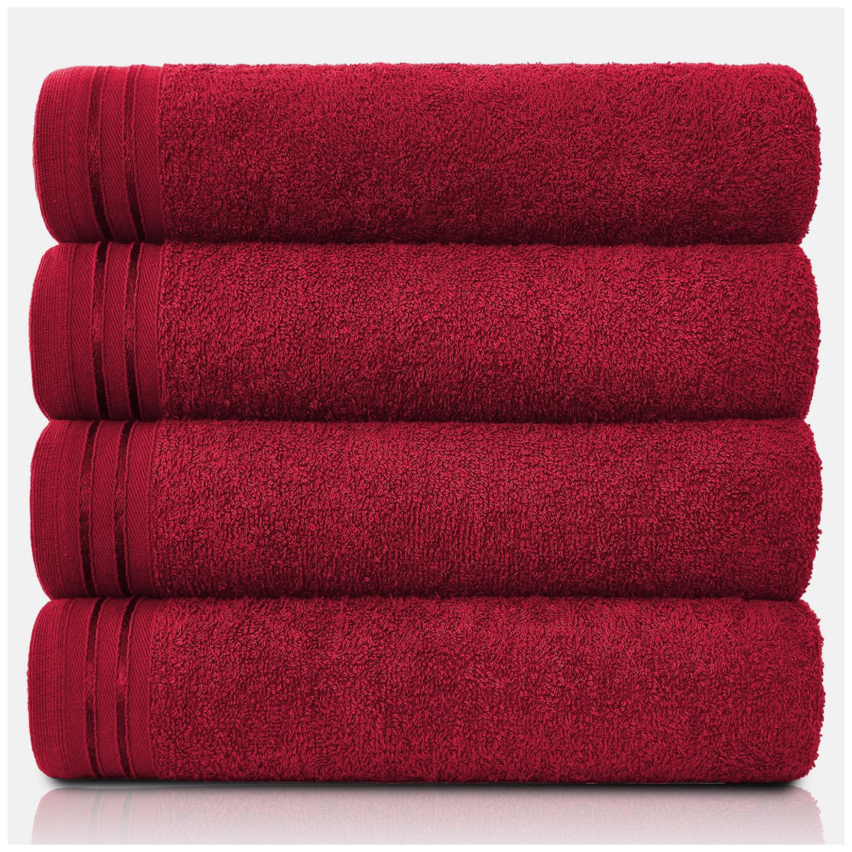 GC GAVENO CAVAILIA Large Towels Bath Sheet - Highly Absorbent Egyptian Cotton Towel Set - 4 Pack Extra Soft Large Bath Towel Red - Quick Dry Bath