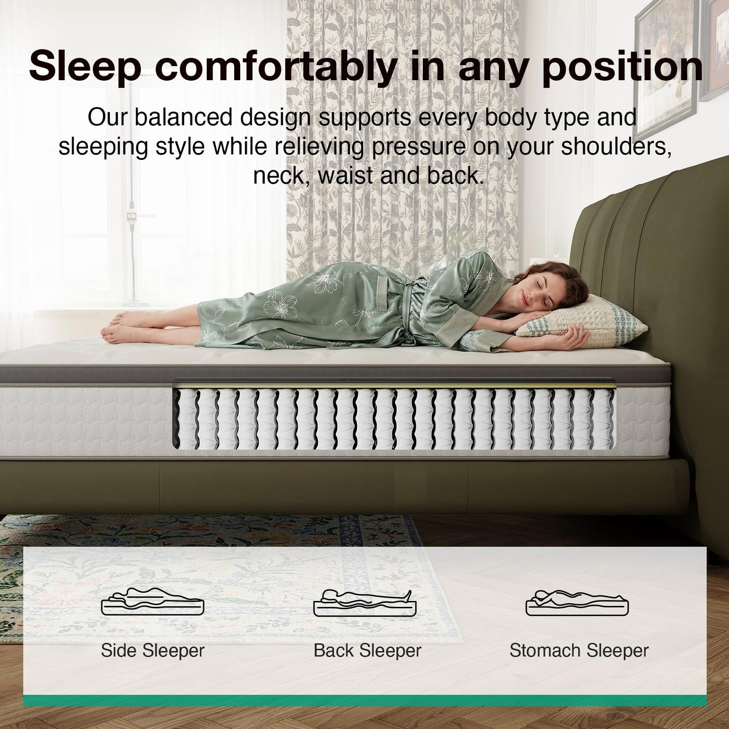 Novilla 2FT6 Small Single Mattress - 25cm Medium Firm Hybrid Mattresses | UK Pocket Sprung & Foam for Target Support & Luxury Comfort