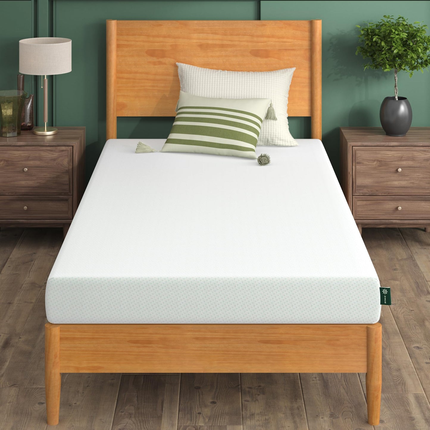 ZINUS Single Mattress - Memory Foam - 90x190cm/3x6ft - Height 13cm/5in - Medium Firmness - Orthopaedic Support with Comfort foam - Green tea Designed