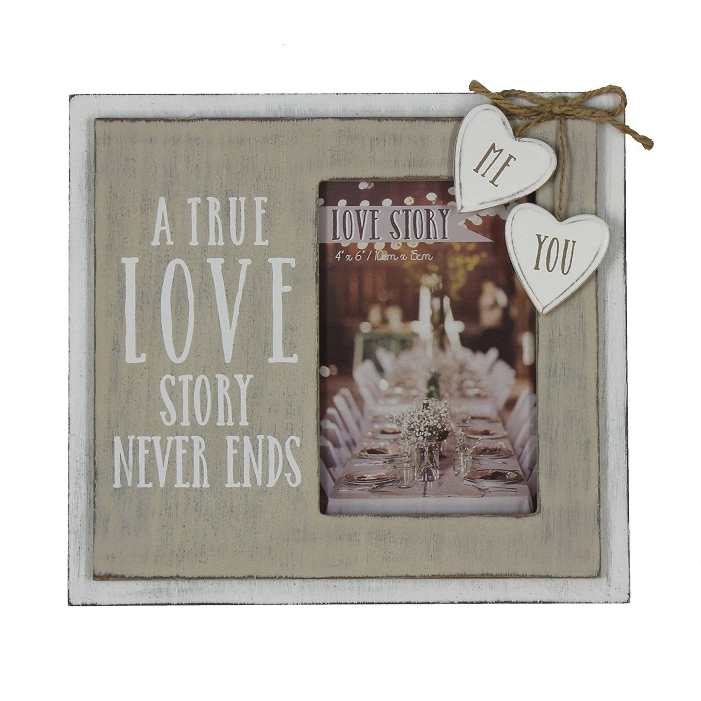 Love Story Wooden Frame "True Love Story" 4" x 6"