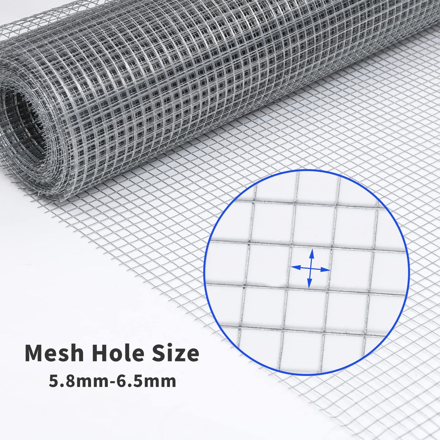 Rodent Mesh, Galvanized Wire Metal Mesh Hardware Cloth Welded Roll for Vegetables Garden, Easy to Cut and Make Straight, Never Rust (6Mx50cm)