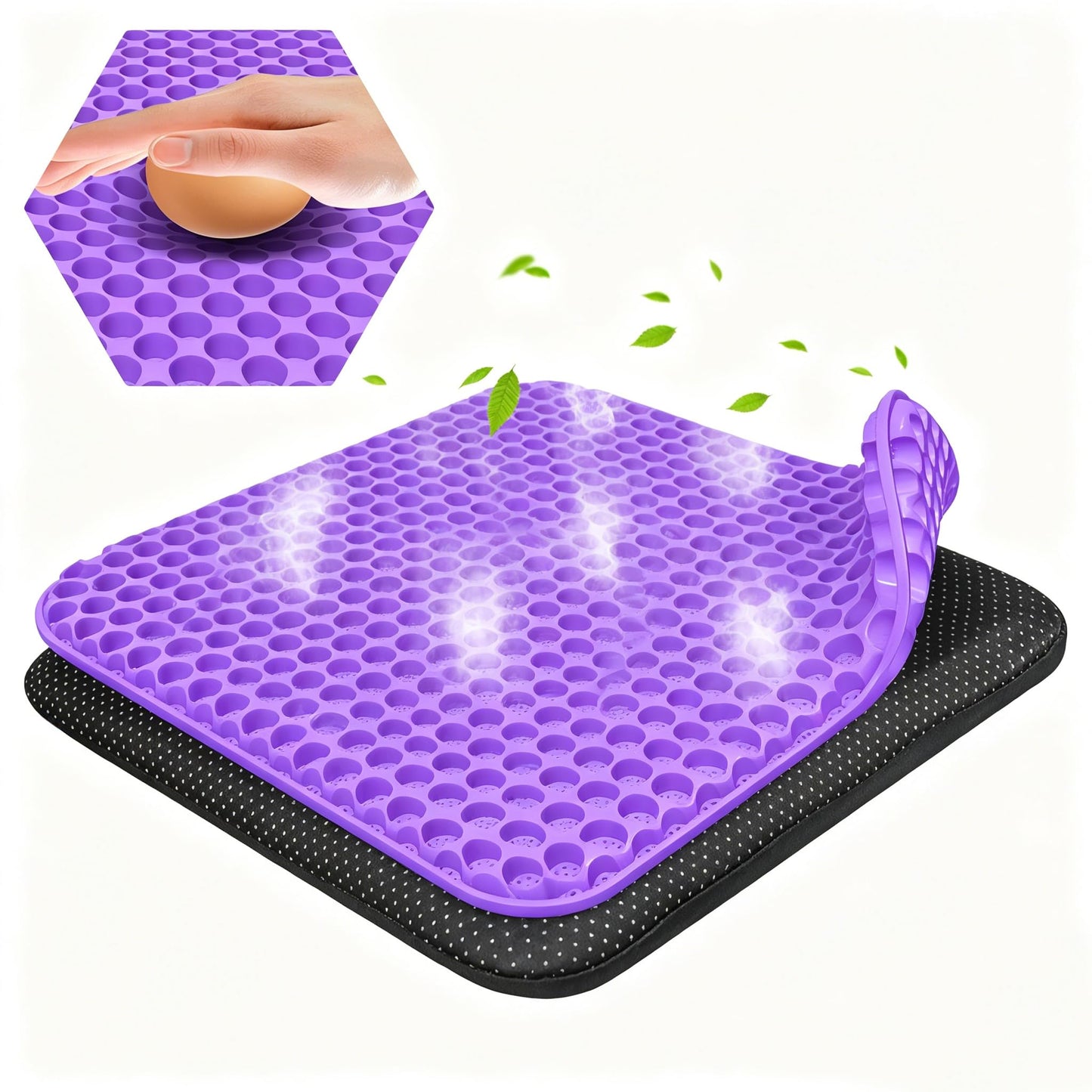 Gel Seat Cushion for Long Sitting,Double Thick Support Pressure Cushion with Non-Slip Cover,Soft & Breathable Sitter Cushion for Back Pain