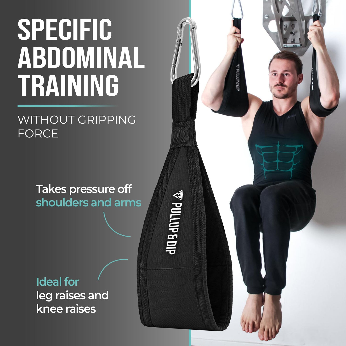 PULLUP & DIP Ab Straps, Premium Abdominal Slings for Abdominal Training, Padded Workout Straps for Crunches, Hanging, Leg Raise, Set of 2 Ab Slings