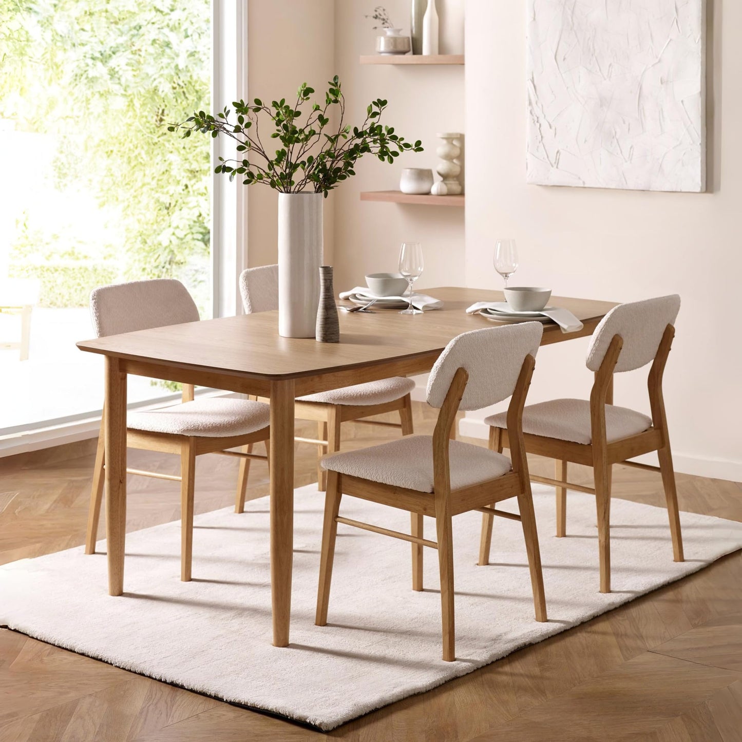 Julian Bowen Theia Dining Chairs, Set of 2, White Bouclé - H85 x D52cm