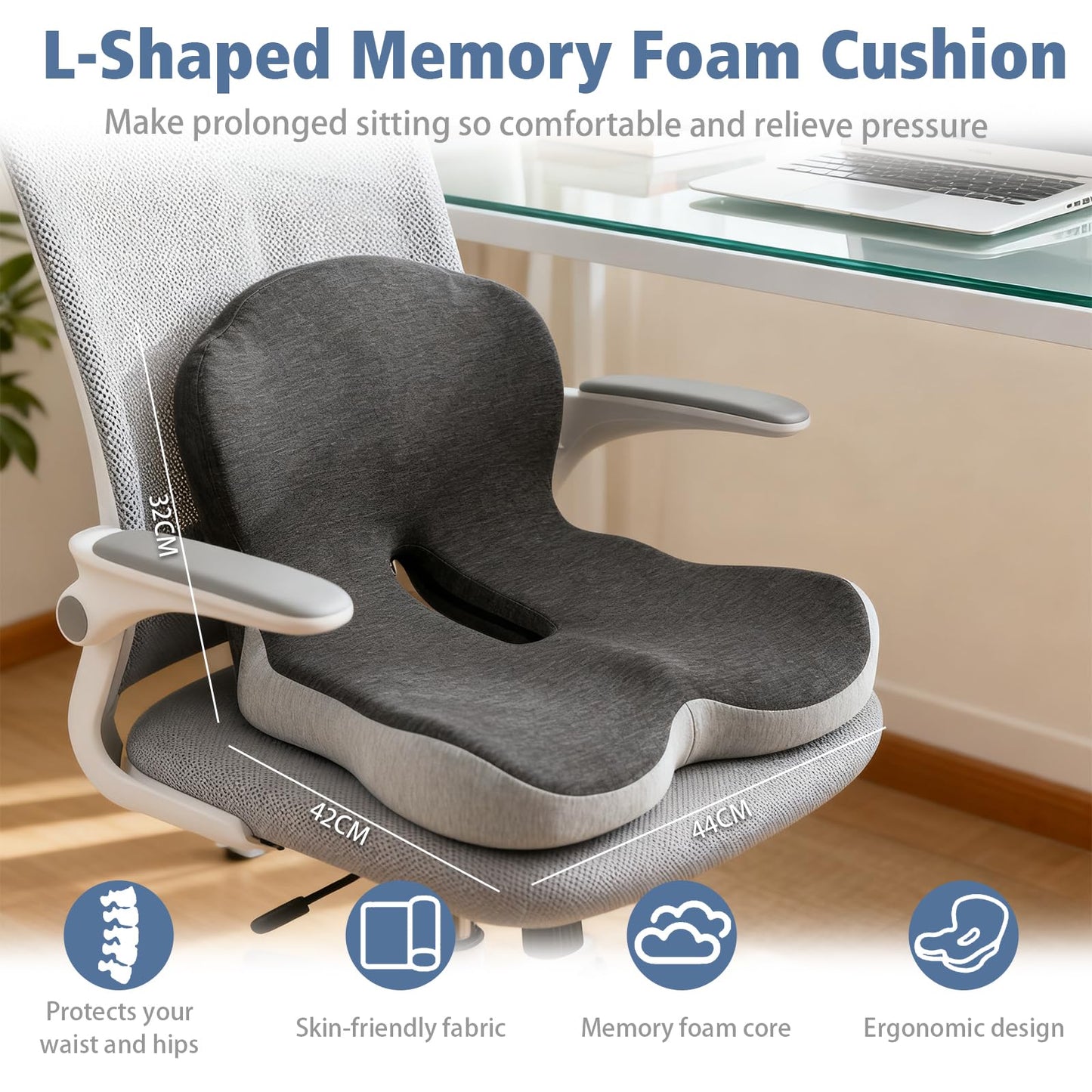 Seat Cushion & Lumbar Support Pillow, Memory Foam Car Seat Cushion