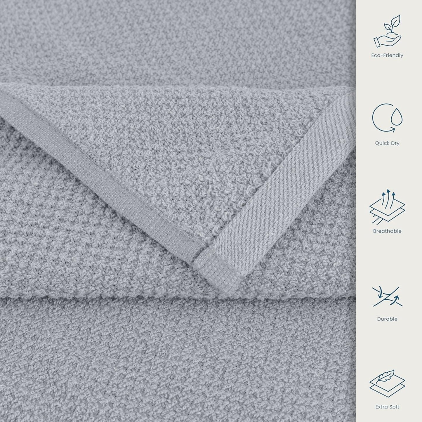 CASA COPENHAGEN Popcorn Textured 6-Piece Small Bath Towel Set - Grey Violet, 550 gsm, 6-piece small bath towels