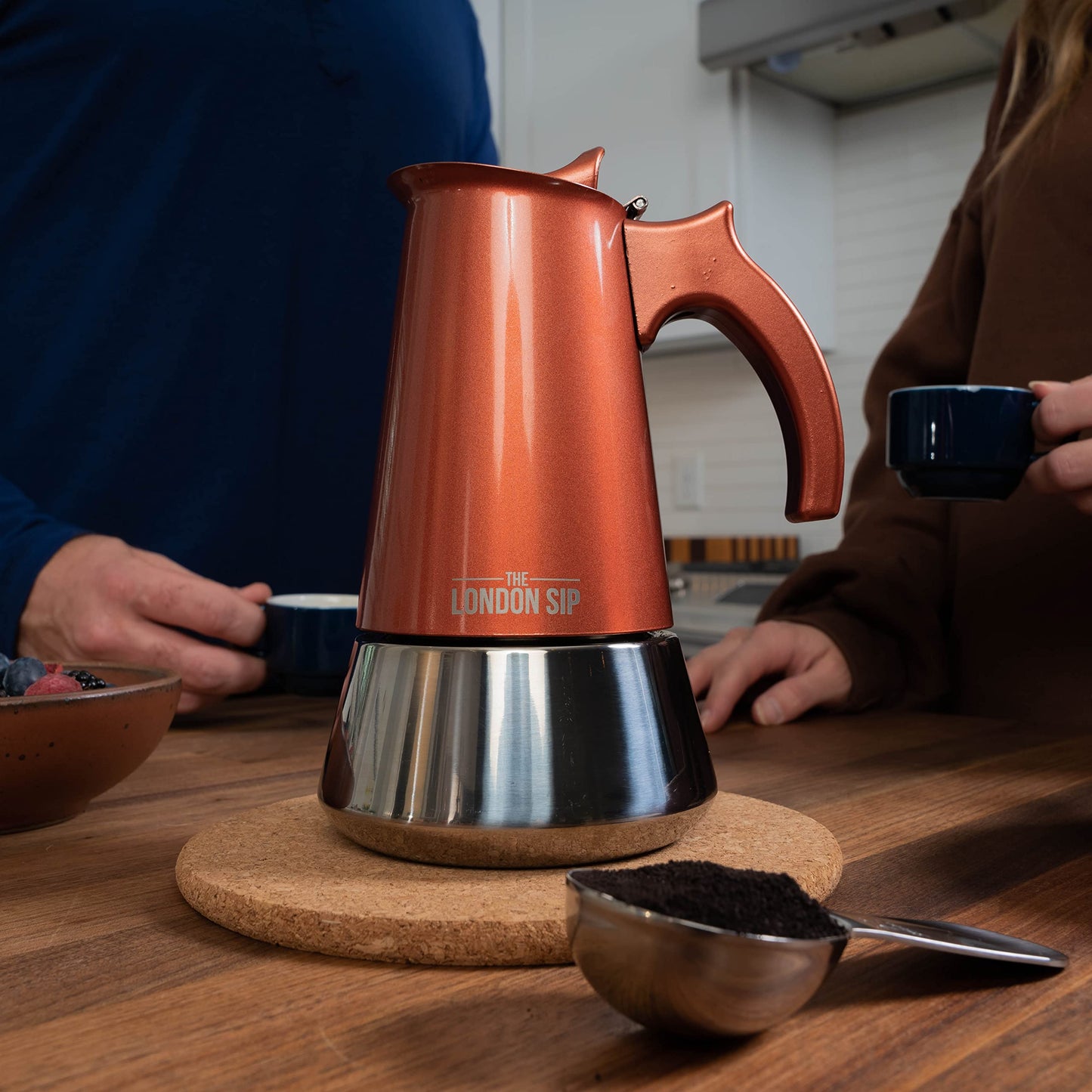 The London Sip Stainless Steel Induction Stovetop Espresso Maker - Make Cafe Quality Italian Style Coffee at Home with This Premium Moka Pot in Modern
