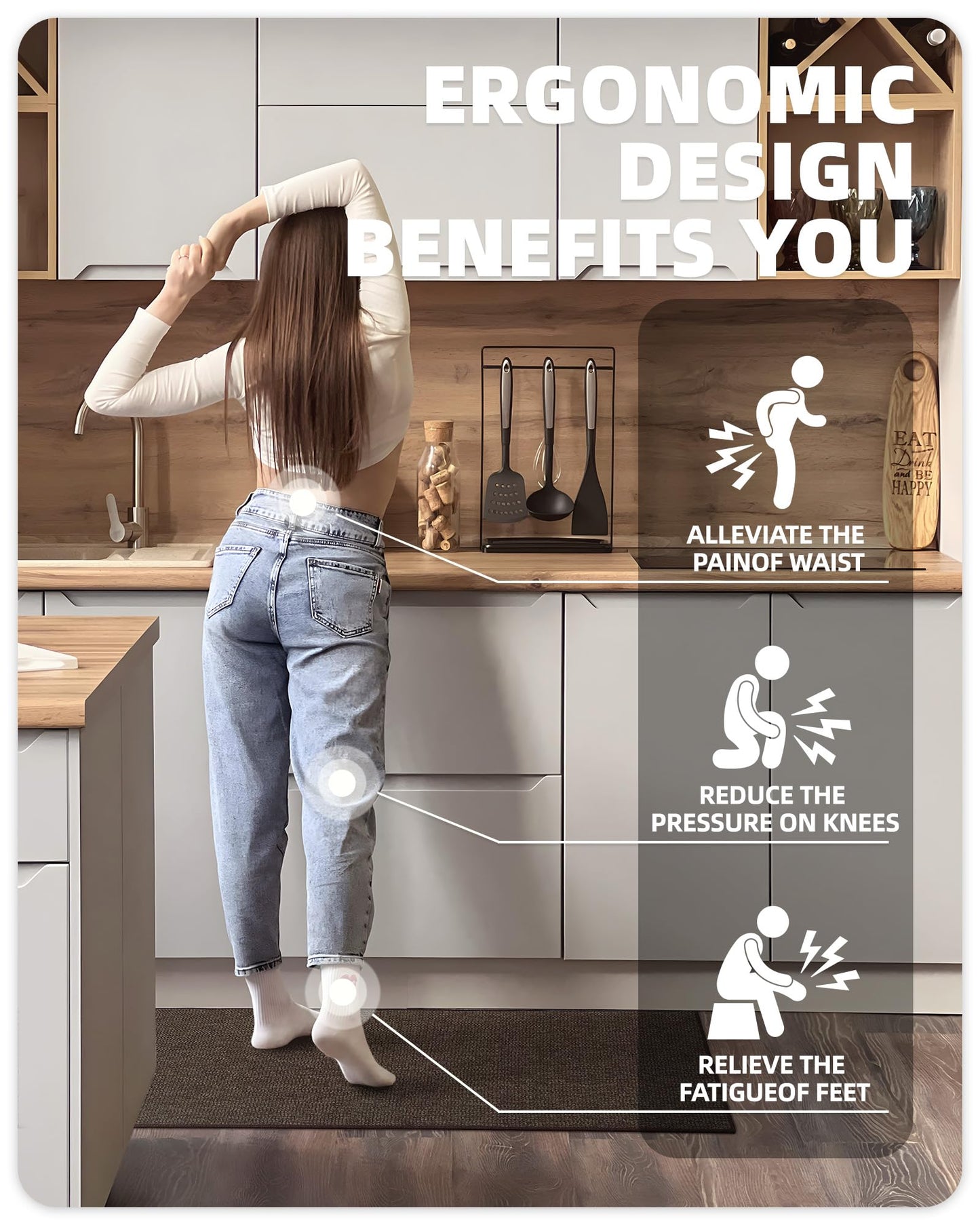 COLOR&GEOMETRY Kitchen Mats Non Slip Washable 43x120cm, Kitchen Rug, Kitchen Floor Mat, Kitchen Runner Absorbent, Easy to Clean, Carpet Runner Rugs
