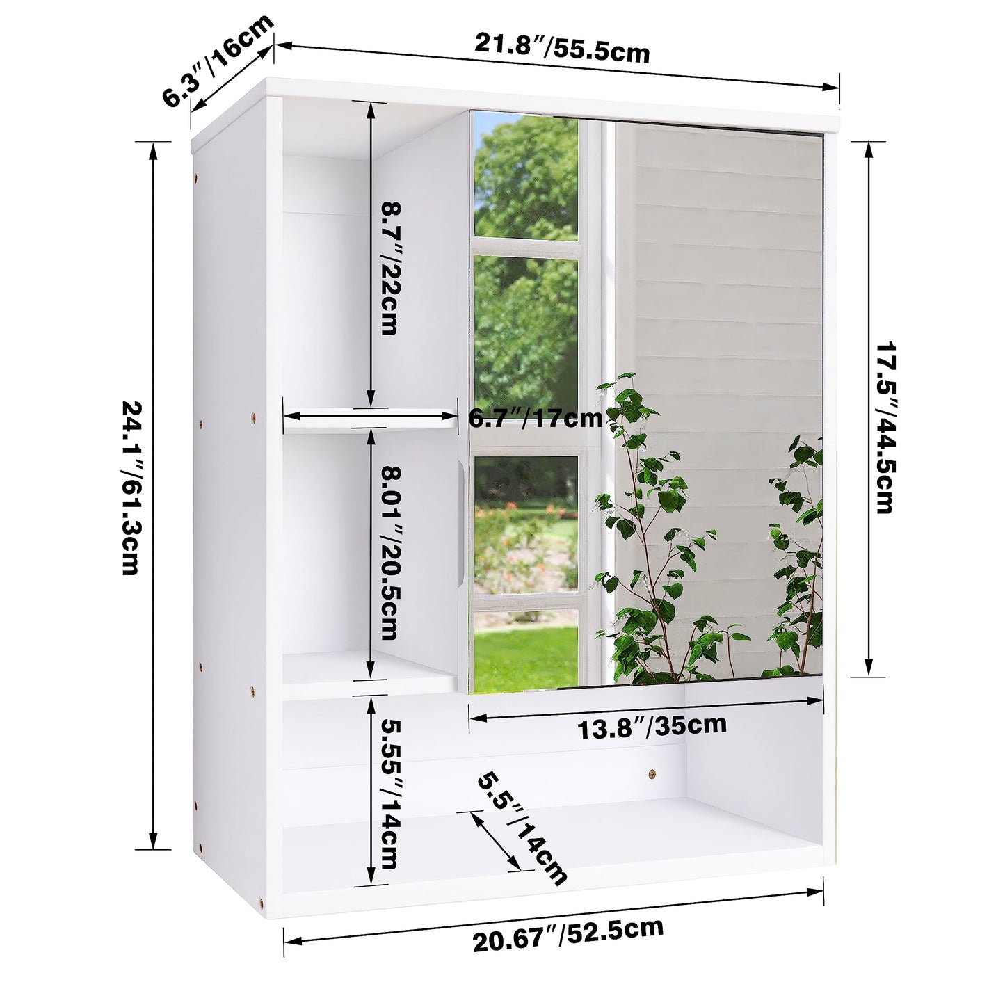 SMIBUY Bathroom Mirror Cabinet Wall Mounted, Bamboo Space Saver Medicine Cabinet, Wall Hanging Over Toilet Storage Cabinet with Mirror Door and