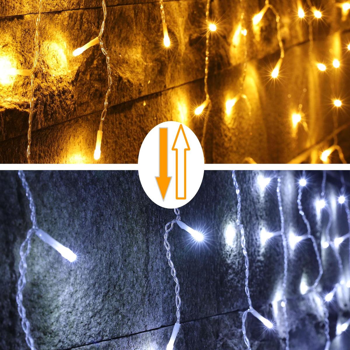 YOSION 500 LED Icicle Lights Curtain String Light, 15M/49ft with Timer, Warm White to White Color Changing, for Indoor & Outdoor, Christmas,