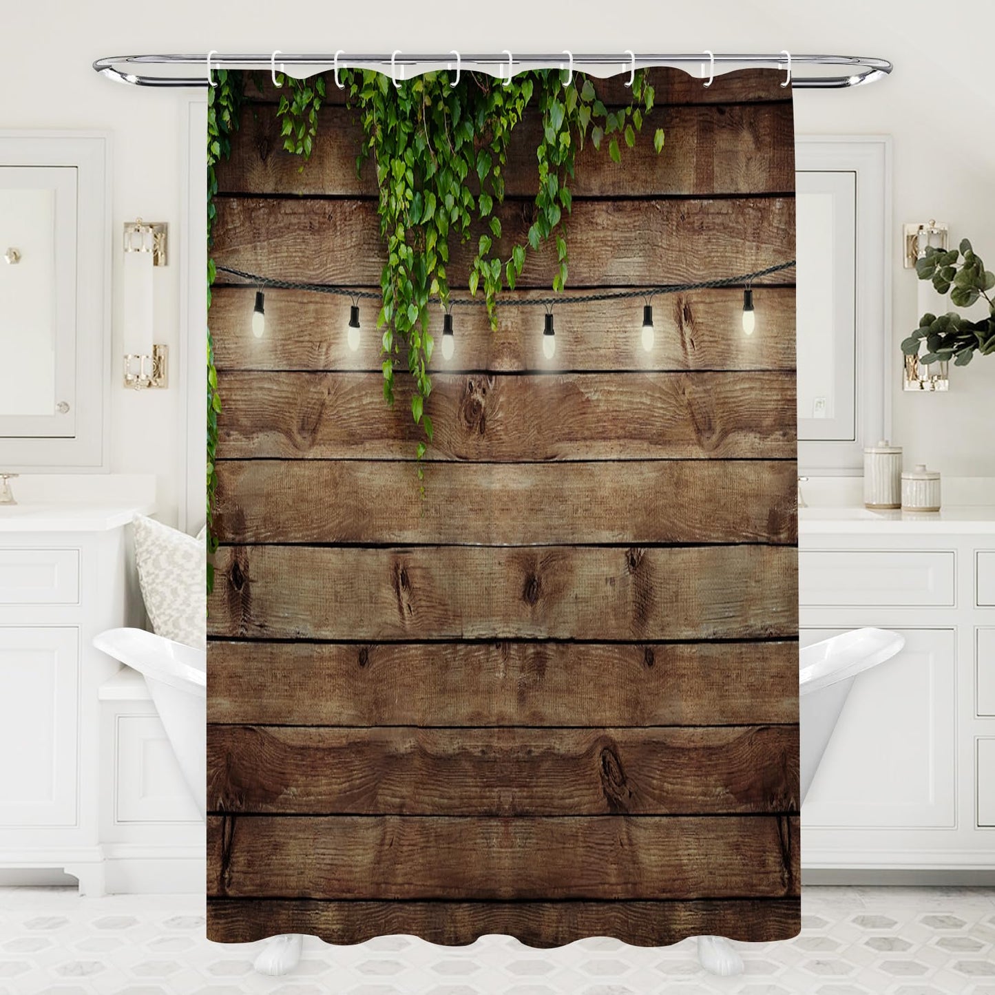 Simpomsy Garden Shower Curtain Outdoor Vintage Rustic Wooden Board Door Shower Curtain