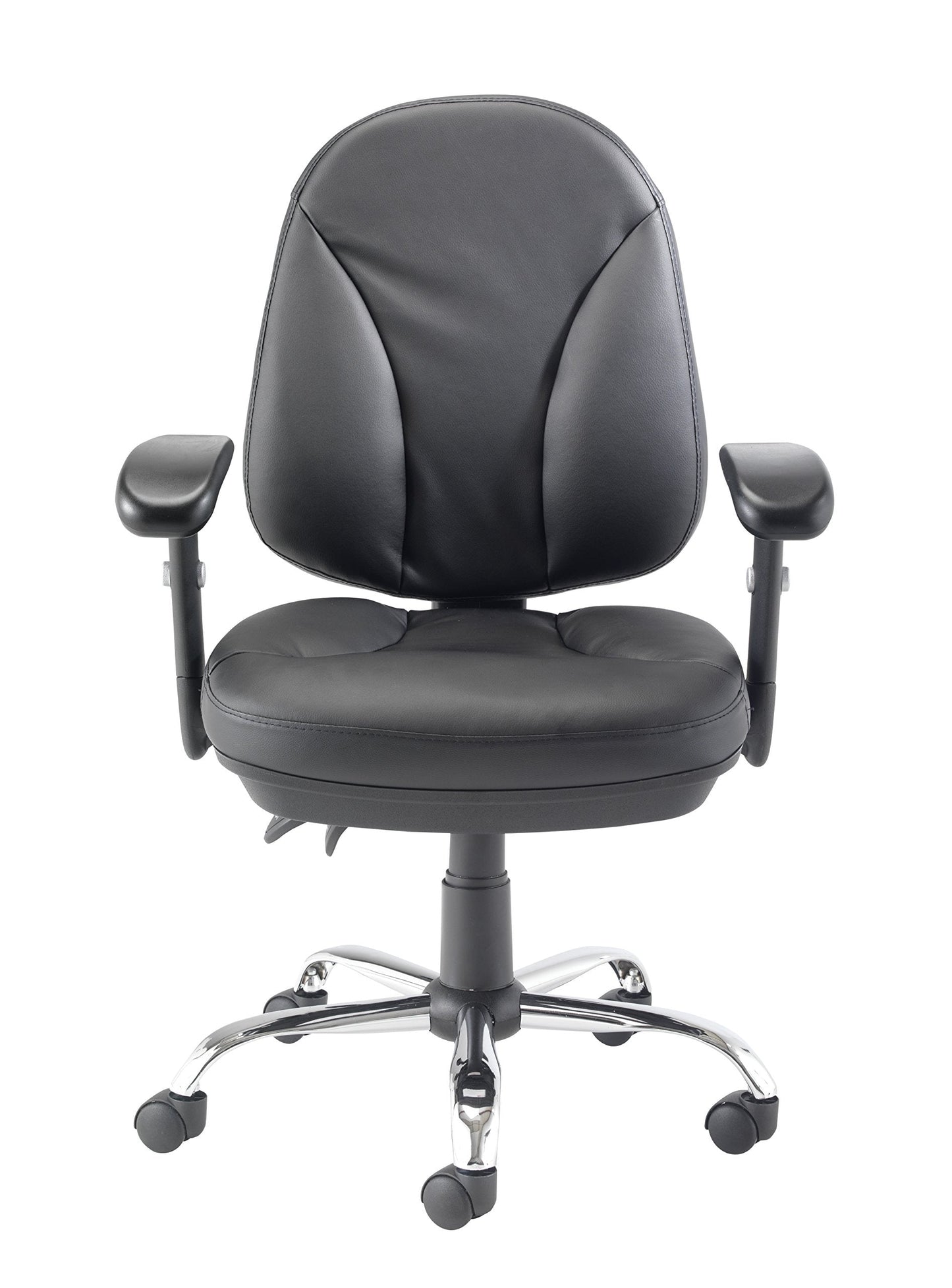 Office Hippo Ergonomic Office Chair with Adjustable Arms, Leather Office Chair with Arms, Desk Chair for Home Office, Swivel, Black
