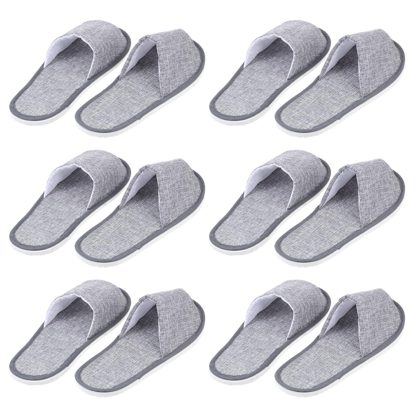 Happyyami Hotel Disposable Slippers 6 Pairs Open Toe Anti-Slip Spa Slippers for Travel Home Guest Use Breathable Cloth Design