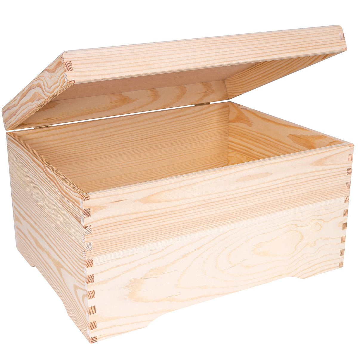 Creative Deco XXL Extra Large Wooden Storage Box | 40x30.5x24 cm | Plain, Unfinished & Unpainted with Hinged Lid | Christmas Xmas Storage Keepsake