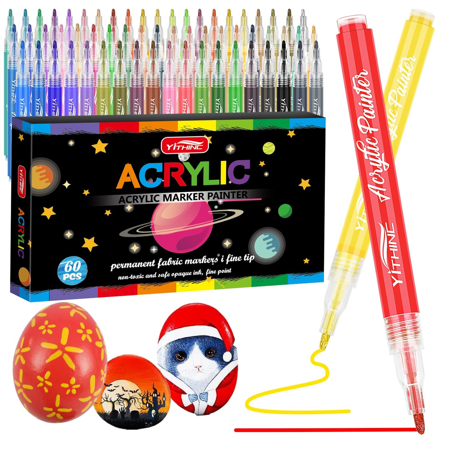 YITHINC Acrylic Paint Pens, Art Set for Rock Painting Stone Ceramic Metal Paper Glass Canvas Fabric Wood Porcelain Pebble, pumpkin painting kit,