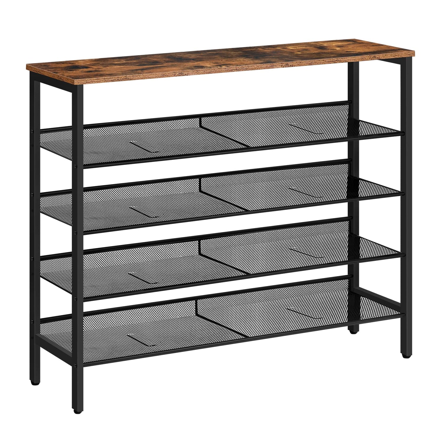 HOOBRO Shoe Rack, 5-Tier Shoe Organizer Shelf, 100 x 30 x 85 cm, with Flat or Slant Adjustable Shelf, Sturdy, Shoe Storage Organiser for Entryway,