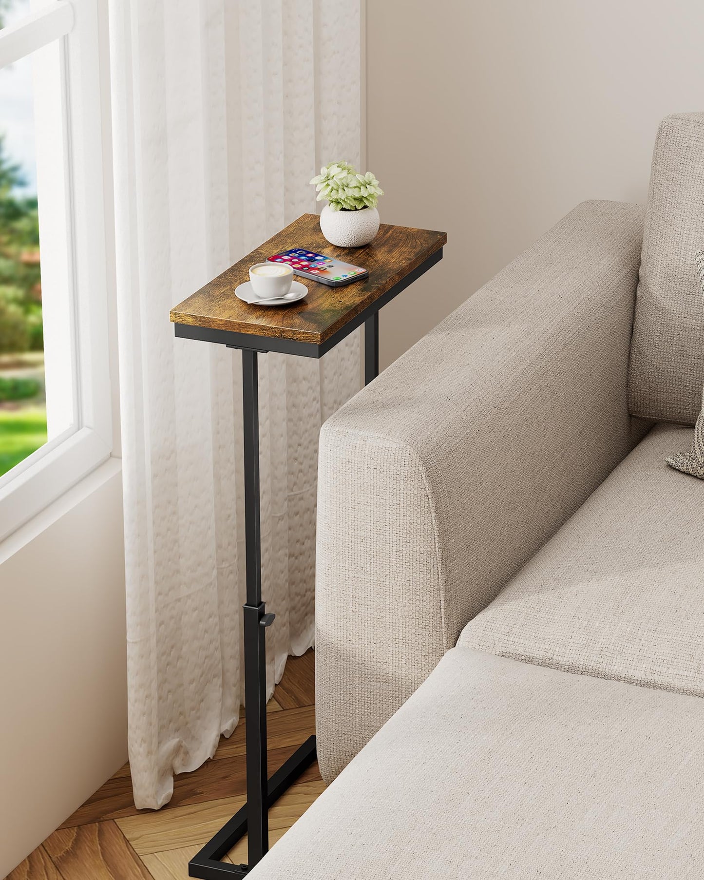 TUTOTAK End Table, Side Table, Tall Couch Table, Sofa Table, Living Room, Bed Room, Brown TB01BB0832EU