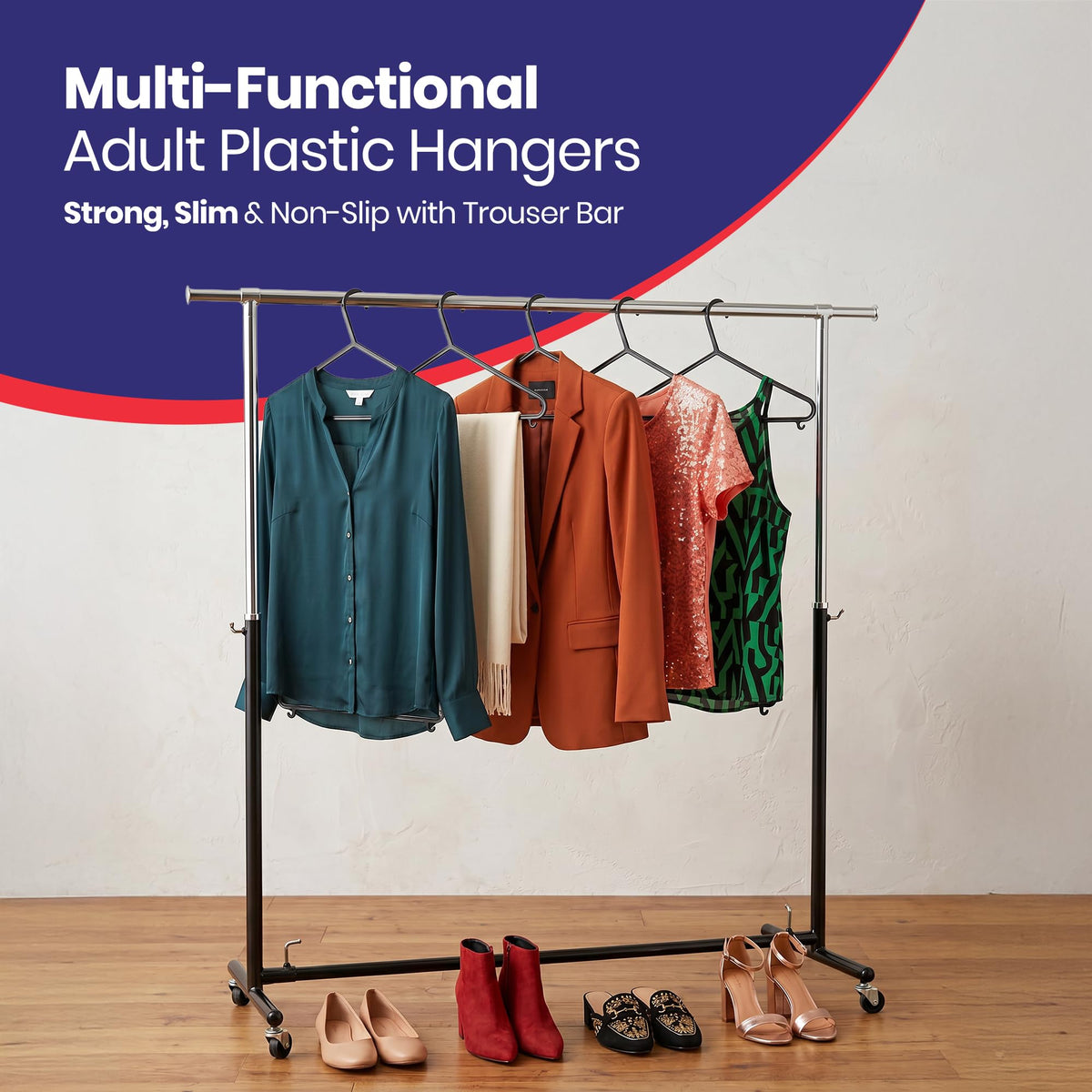 EVOKK Heavy Duty Velvet Suit Hangers - Non-Slip Premium Clothes Hangers with 360° Swivel Hook - Sturdy Velvet Coat Hangers for Jackets