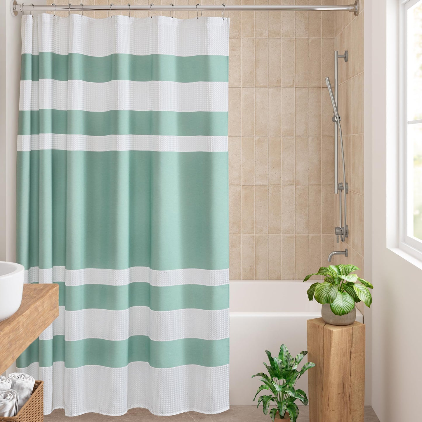 Madison Park Premium Spa Quality Modern Shower Curtains for Bathroom, Polyester, Aqua, 72" W x 72" L (Pack of 1)
