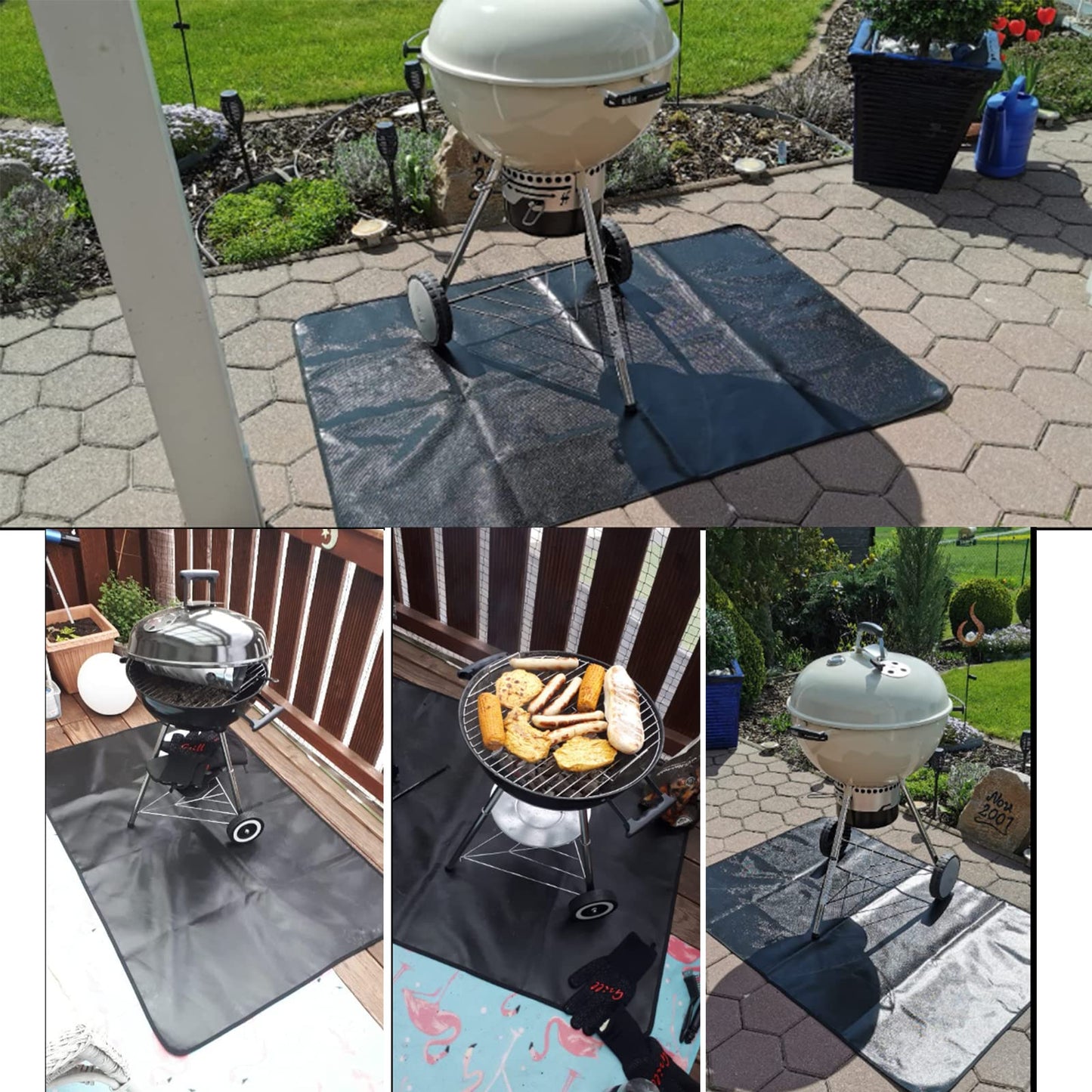 GanKe Under Grill Mat 152 x 100 cm BBQ Floor Mats Fire Retardant Rugs Deck Patio Protector, Fireplace Mat Fire Pit Mat, Fireproof OilProof Durable
