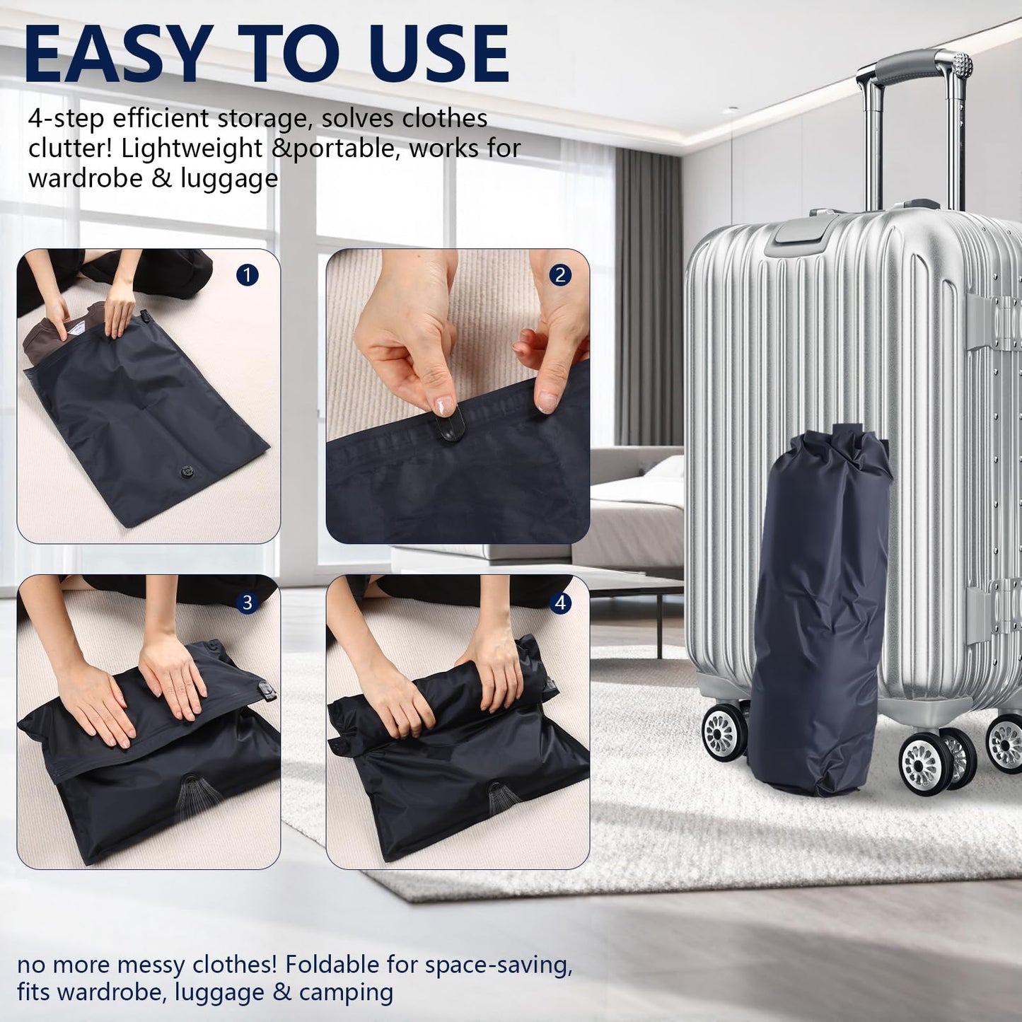Small Vacuum Storage Bags for Travel 2 Pack（Black-1S-1M）