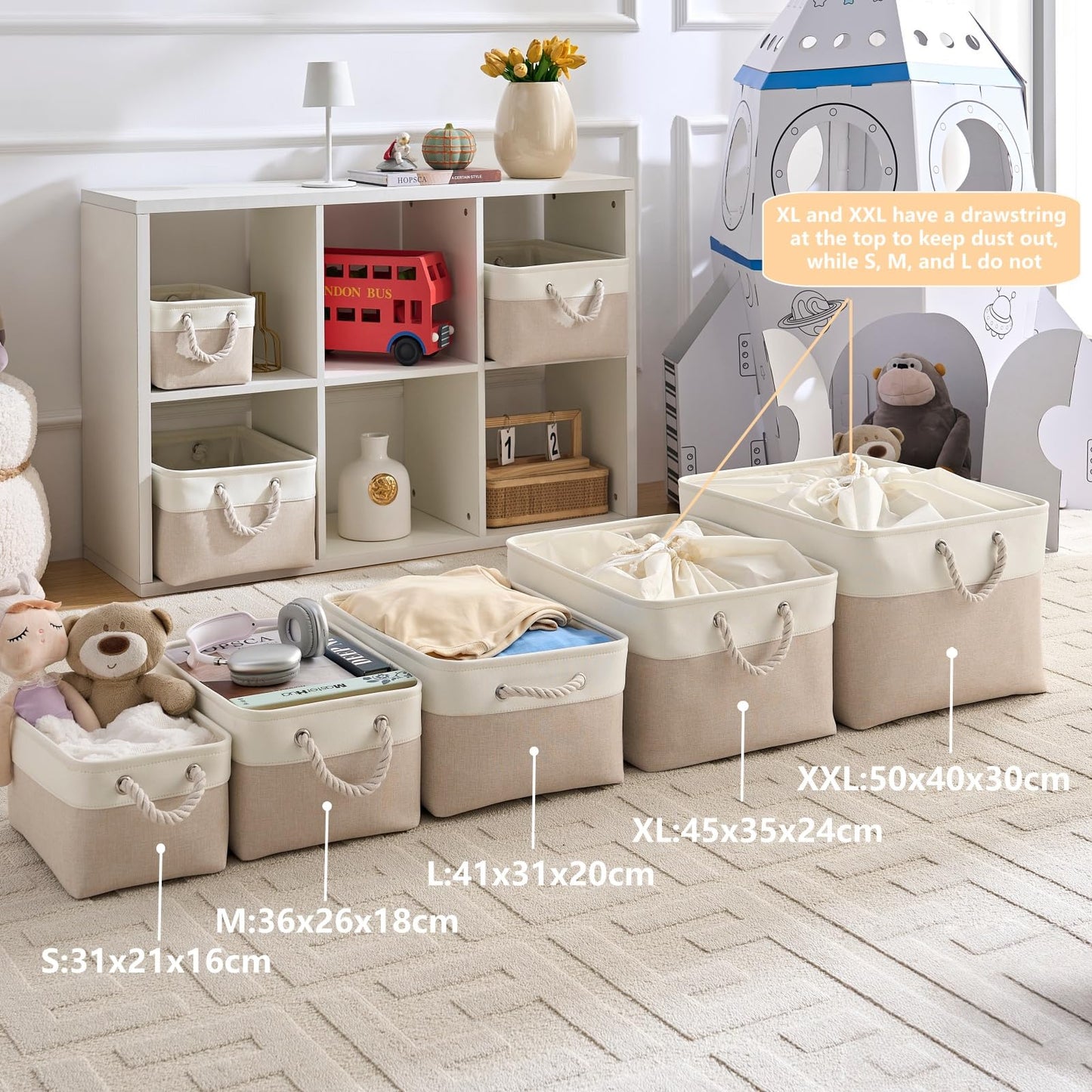 Mangata Small Storage Box, Thickened Fabric Storage Basket with Handles for Shelves Toy (S, 4 Pack)