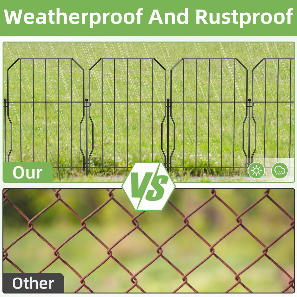 WELDUN Metal Garden Fence, Total 590CM(L) ? 41CM(H), 19 Pack Small Fencing for Dogs, Decorative Fences Garden Flower Bed and Animal Barrier, for