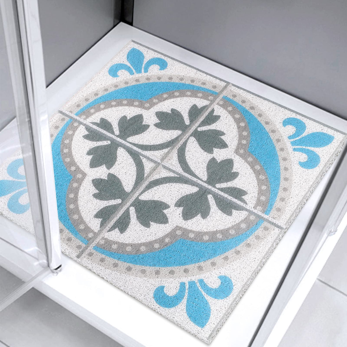 Square Shower Mat 60x60cm Non Slip Anti Mould Bathmat for Inside Shower, Loofah Shower Mat for Inside Bath, Soft Massage Mat for Bathroom Wet Areas,