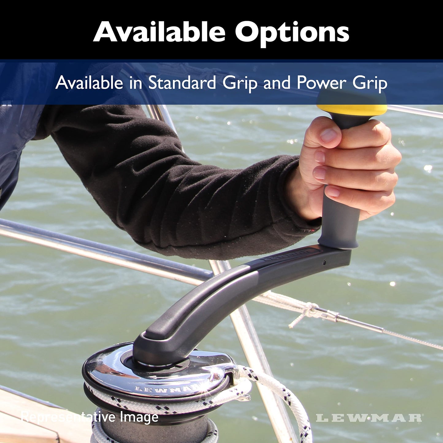 Lewmar? 8" Single Grip Winch Handle, Locking, Red with Black Grip