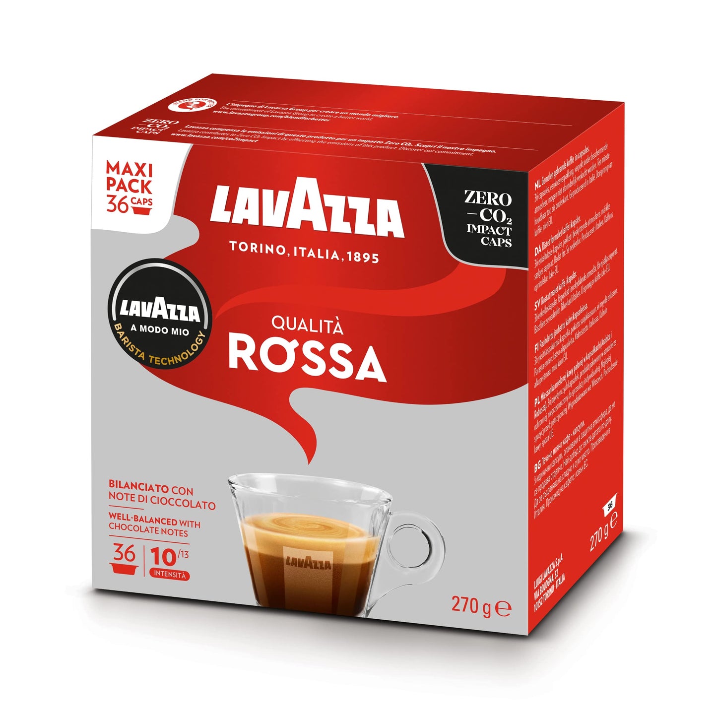 Lavazza, A Modo Mio Qualit? Rossa, Coffee Capsules, Arabica and Robusta, Full and Sustained Taste, Intensity 10/13, Medium Roasting, Perfect for a